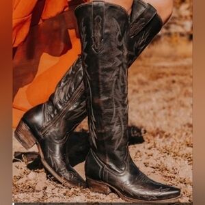 Freebird by Steven Wonder Western Cowgirl Brown Leather Knee High Boots